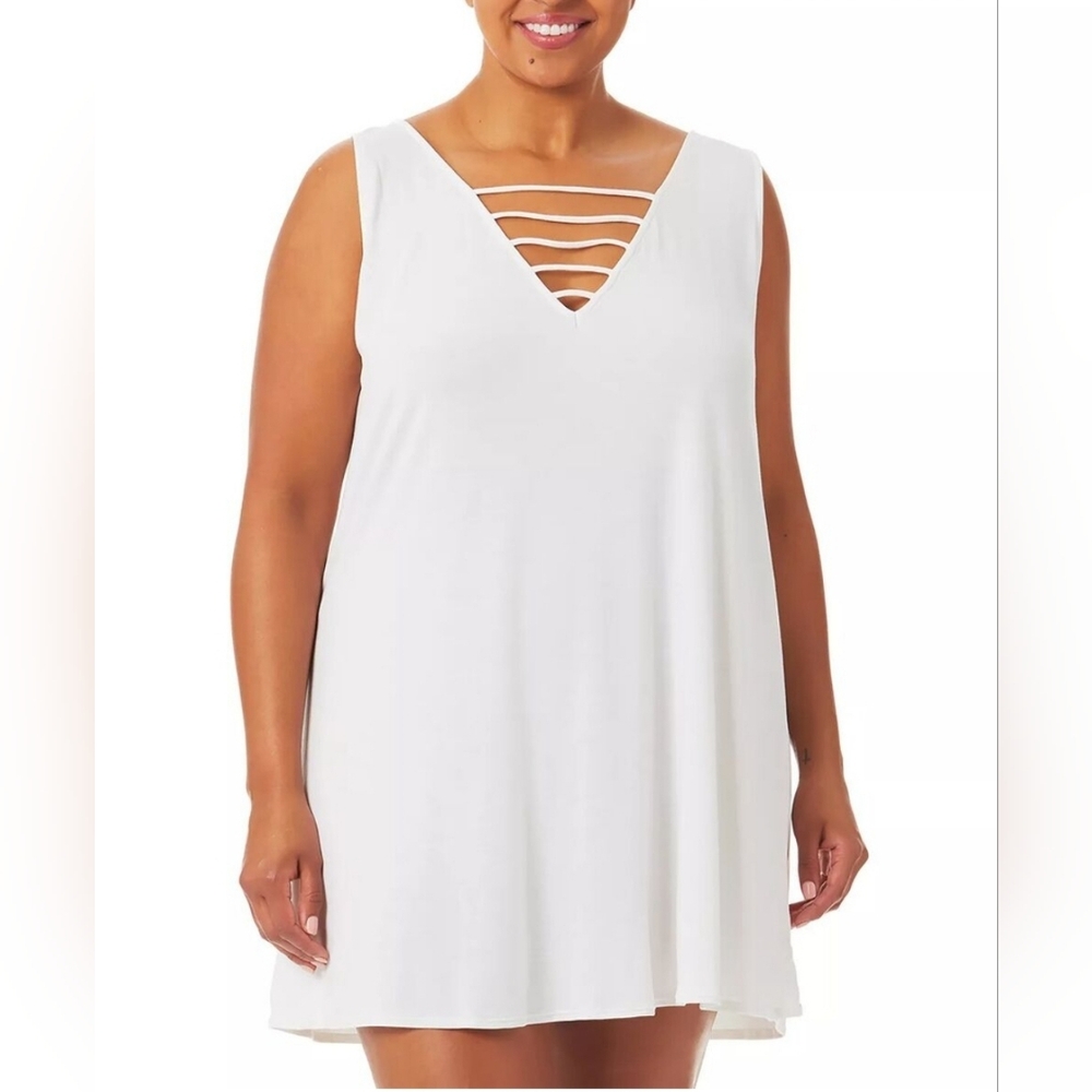 Salt & Cove Strappy White Swim Cover Up Sz 3x 22-24 NEW